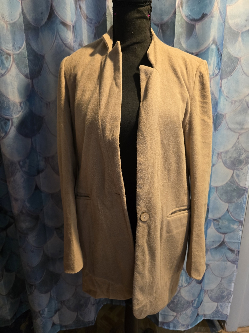 Zele Beige Single-Button Blazer Jacket
